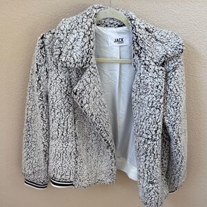 Jack by BB Dakota Women's Black and White Teddy Jacket